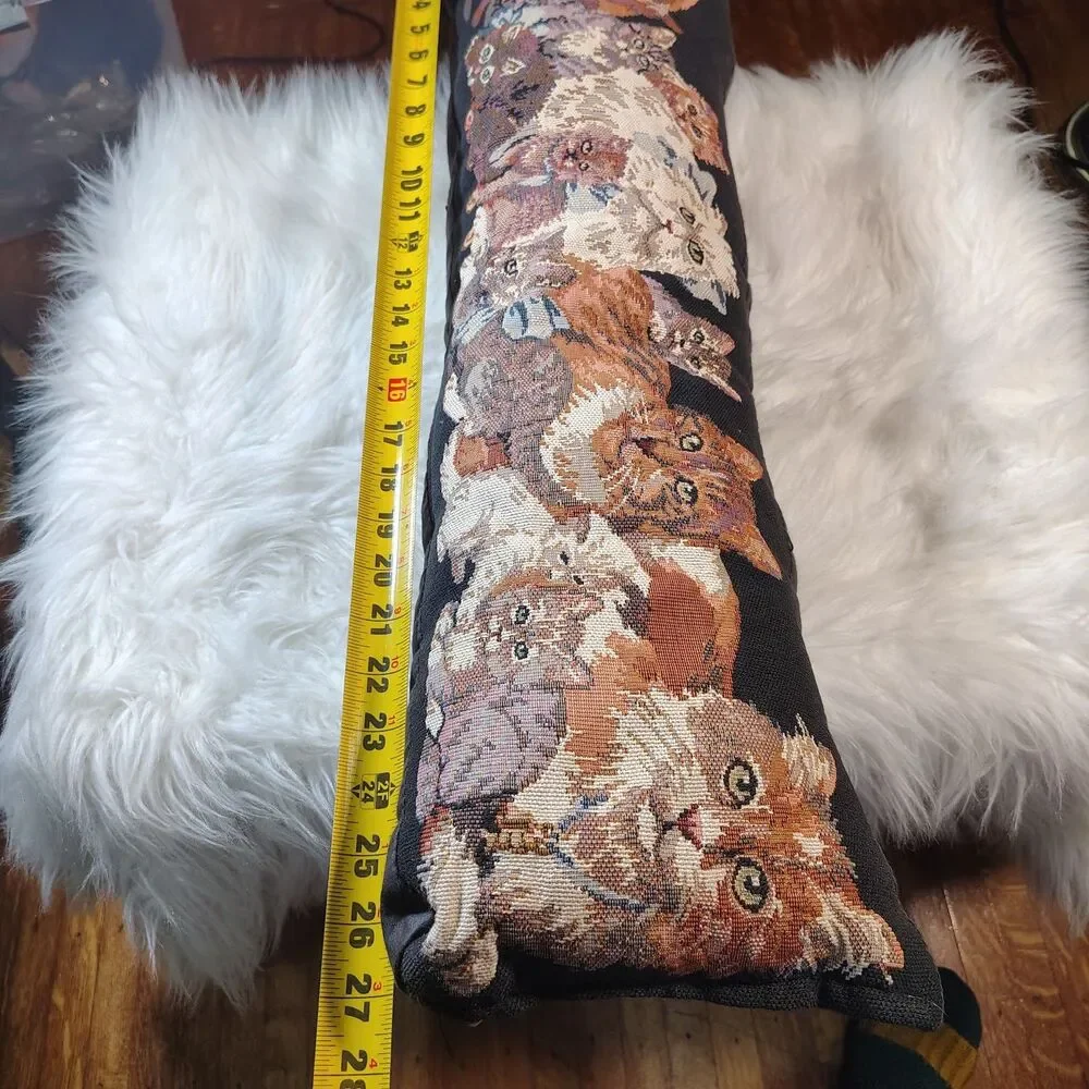 VTG Tapestry Kitty Cat Grannycore Door Stop/Pillow